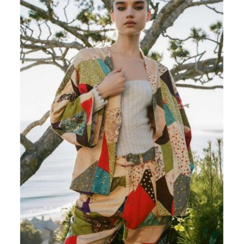 Uo Kimchi Blue Oversized Patchwork Jacket Tunic M… - image 1